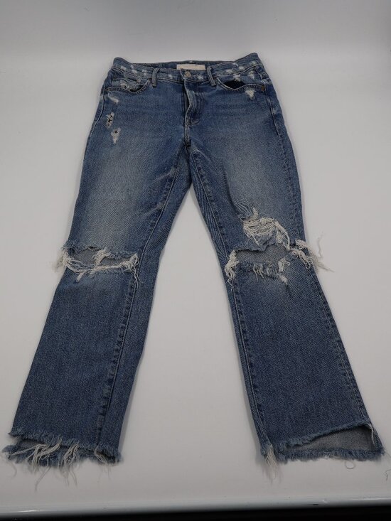MOTHER Denim - Mother The Insider Crop Step Fray Jeans Womens 27 Blue Distressed Holy Melanchol